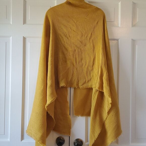 MUSTARD YELLOW GOLD WRAP SCARF FRINGE 29" by 72" - Picture 3 of 5